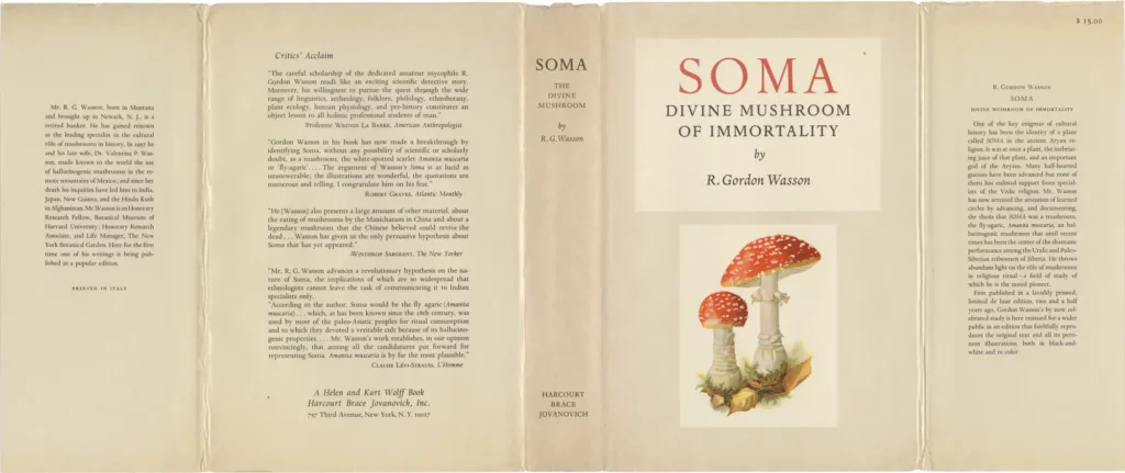 book cover about Soma, the divine mushroom of immortality. By Gordon Wasson.