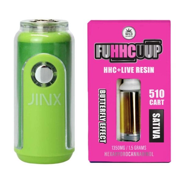 JINX FatBoy 510 Battery + FUHHCUUP 510 Cart - Lime Green color and Butterfly Effect Strain by Wild Orchard