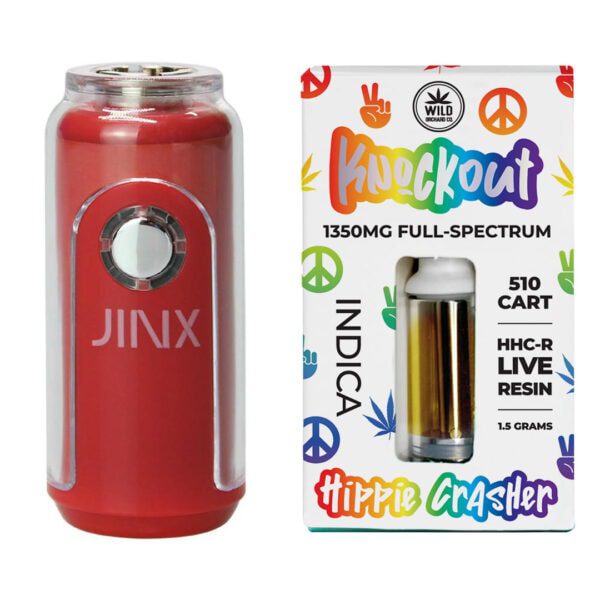 JINX FatBoy 510 Battery + Knockout 510 Cart - Bright Red color and Hippie Crasher Strain