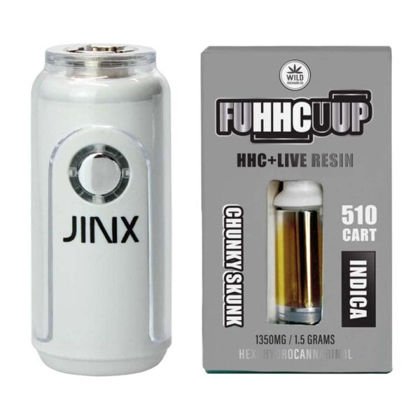 JINX FatBoy 510 Battery + FUHHCUUP 510 Cart - Pure White color and Chunky Skunk by Wild Orchard