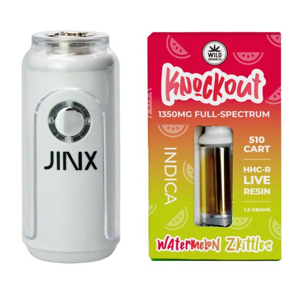 JINX FatBoy 510 Battery + Knockout 510 Cart - Pure White color and Watermelon Zkittles Strain