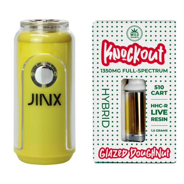 JINX FatBoy 510 Battery + Knockout 510 Cart - Electric Yellow color and Glazed Doughnut Strain