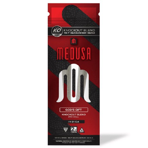 Modus Knockout Blend Prerolls 2 Grams infused with delta-8 live resin, THC-P, and delta-10 - God’s Gift (Indica) Strains