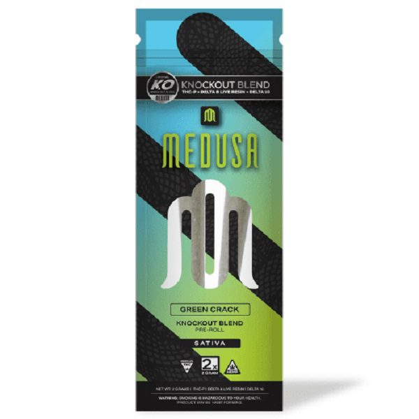 Modus Knockout Blend Prerolls 2 Grams infused with delta-8 live resin, THC-P, and delta-10 - Green Crack (Sativa) Strains