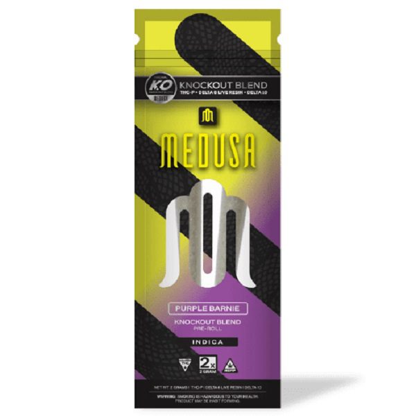 Modus Knockout Blend Prerolls 2 Grams infused with delta-8 live resin, THC-P, and delta-10 - Purple Barnie (Indica) Strains