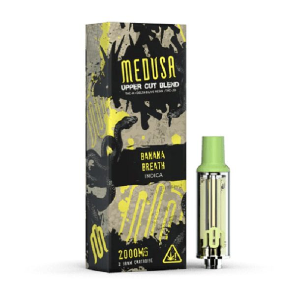 Modus Uppercut Blend Vape Cartridge 2 Grams - Infused with 3 powerful cannabinoids: THC-H, live resin delta-8 THC, and THC-JD - Banana Breath (Indica) Strain