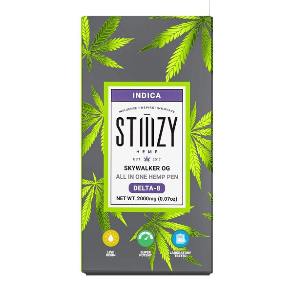 STIIIZY Delta 8 Rechargeable and pre-charged Disposable Vape Pen 2 Grams - Skywalker OG (Indica)