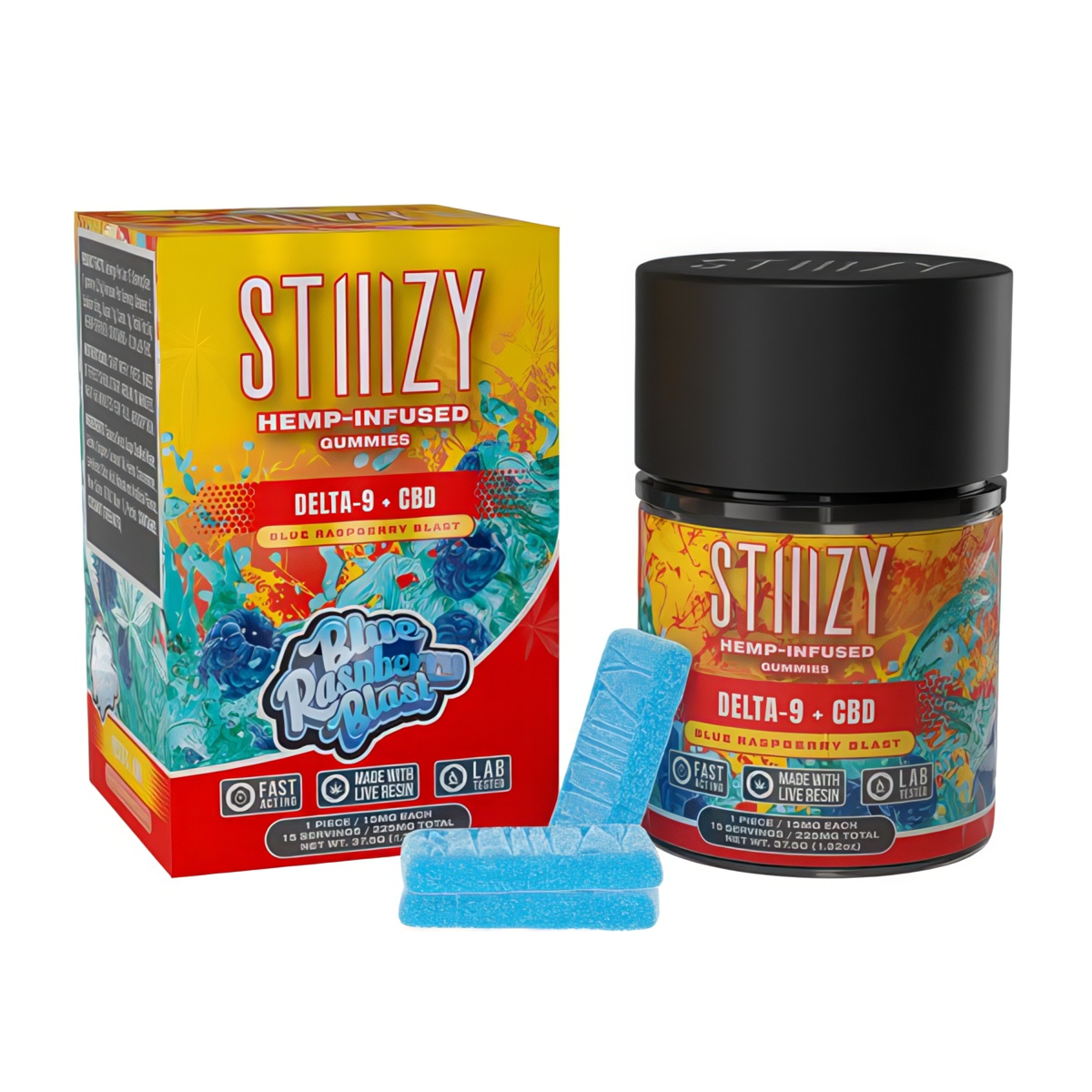 STIIIZY Delta 9 Gummies 225mg - Blue Raspberry Blast Flavor