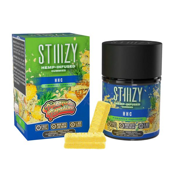 STIIIZY HHC Gummies 750mg - 15 gummies per pack, 50mg each - Pineapple Paradise Flavor