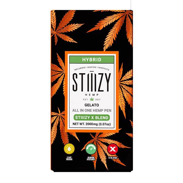 STIIIZY X Blend Disposable Vape Pen 2 Grams infused with D8, CBD, HHCP, THCP, HHC, and D10 - Gelato (Hybrid) Strains