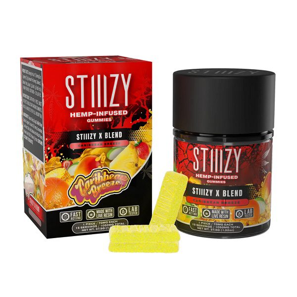 STIIIZY X Blend Gummies 1050mg - 15 gummies per pack, 75mg each Infused with X Blend(delta 8, delta 10, HHC-P, HHC, THC-P, and CBD) - Caribbean Breeze Flavor