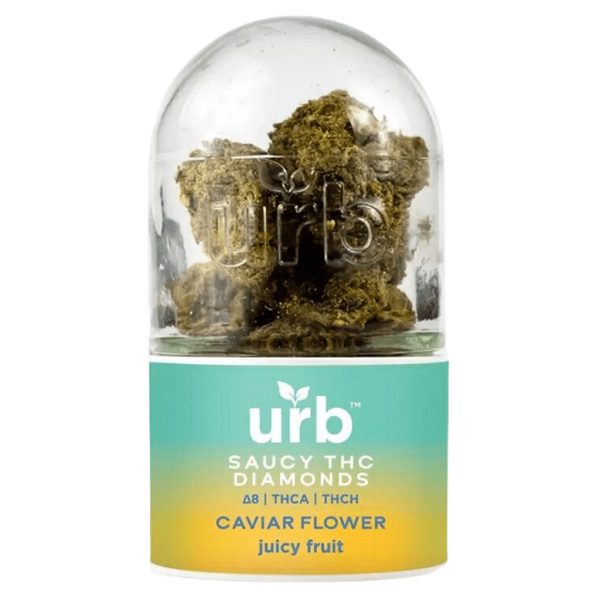 URB Saucy THC Blend Diamonds Caviar Flower 7 Grams infused with D8, THCA, and THCH flower - Juicy Fruit Strain