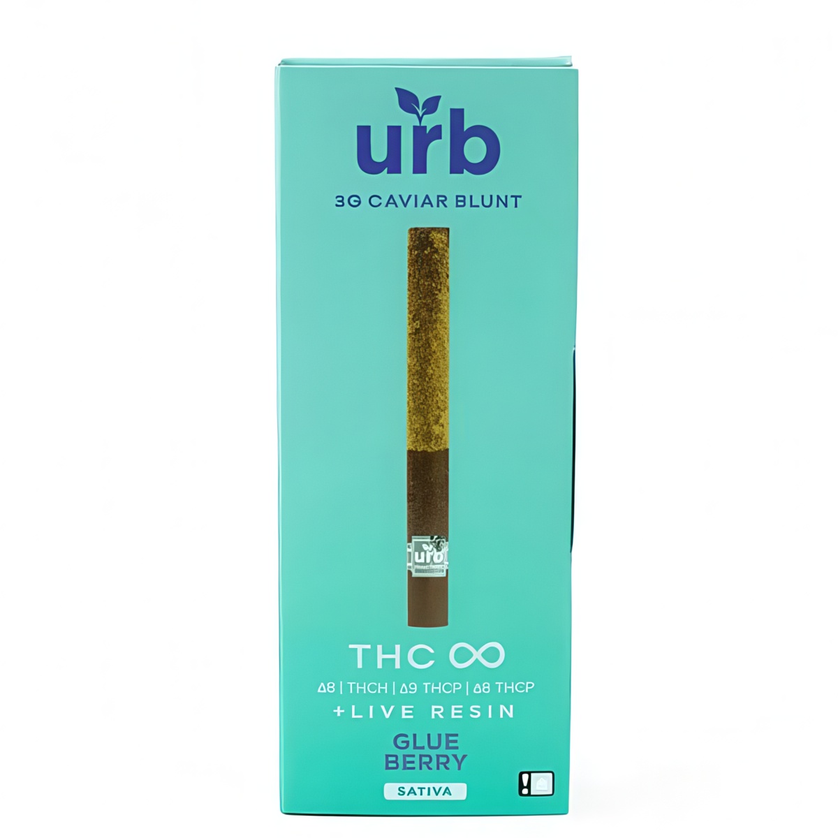 URB THC Blend Infinity Caviar Blunt 3 Grams infused with a potent blend of delta 8 THC, THC-H, delta 9 THC-P, and delta 8 THC-P - Glue Berry (Sativa) Strain