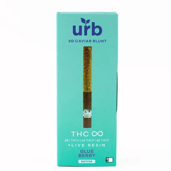 URB THC Blend Infinity Caviar Blunt 3 Grams infused with a potent blend of delta 8 THC, THC-H, delta 9 THC-P, and delta 8 THC-P - Glue Berry (Sativa) Strain