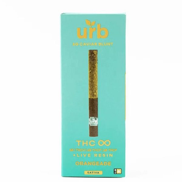 URB THC Blend Infinity Caviar Blunt 3 Grams infused with a potent blend of delta 8 THC, THC-H, delta 9 THC-P, and delta 8 THC-P - Orangeade (Sativa) Strain