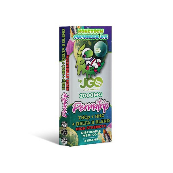 JGO Permatrip Delta-8 + THCP + HHC Blend Disposable Vape 2 Grams - Honeydew Cucumber Ice Flavor