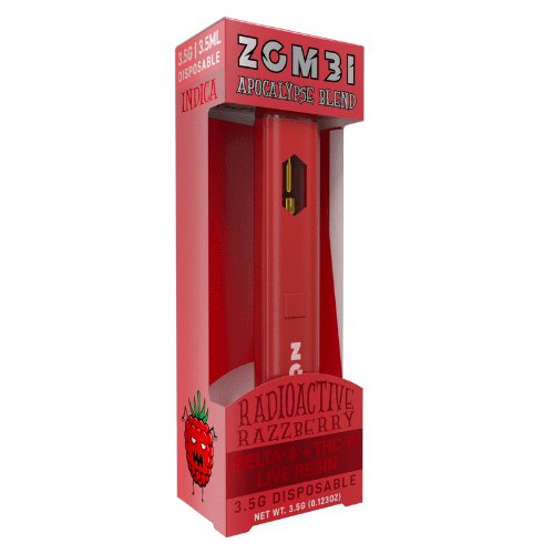Zombi Apocalypse Blend Rechargeable and Disposable vape 3.5 Grams infused with delta-6 THC delta-8 THC, THC-P and natural terpenes - Radioactive Raspberry (Indica)