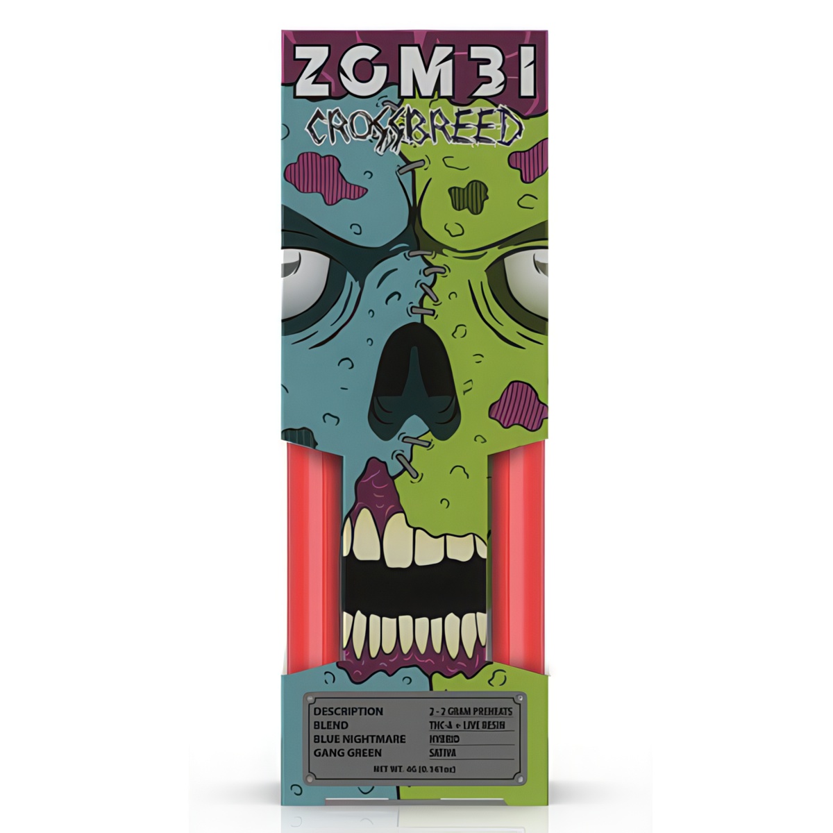 Zombi Crossbreed USB-C Rechargeable and Disposable Vape Pen 4 Grams | 2pk - Blue Nightmare (Hybrid) x Gang Green (Sativa)