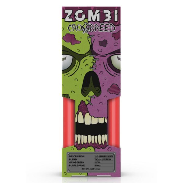 Zombi Crossbreed USB-C Rechargeable and Disposable Vape Pen 4 Grams | 2pk - Gang Green (Sativa) x Purple Panic (Indica)