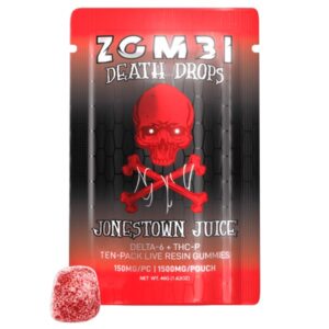 Zombi Death Drops Gummies Delta 6 + THC-P 1500mg - 10 gummies at 150mg per serving - Jonestown Juice Flavor