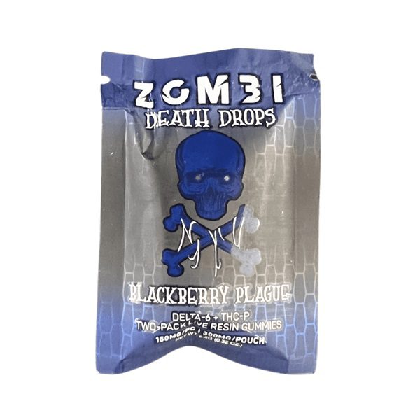 Zombi Death Drops Gummies 150mg | 2ct infused with delta-6 and THC-P - Blackberry Plague Flavor