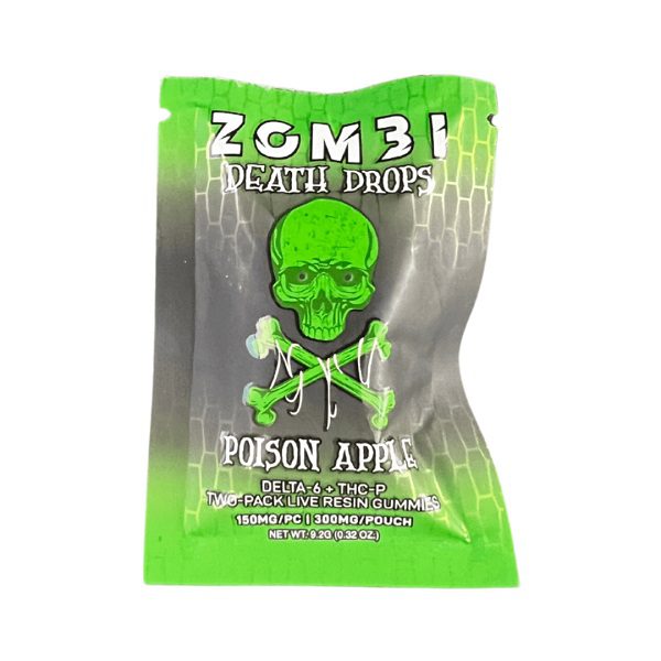 Zombi Death Drops Gummies 150mg | 2ct infused with delta-6 and THC-P - Poison Apple Flavor