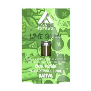 Zombi Extrax Blackout Blend Cartridge 2 Grams infused with 6 cannabinoids - Lime Skunk (Sativa) strain