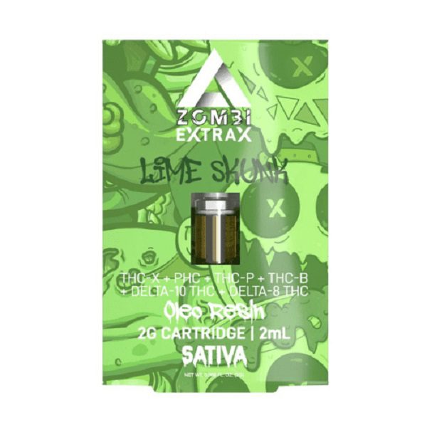 Zombi Extrax Blackout Blend Cartridge 2 Grams infused with 6 cannabinoids - Lime Skunk (Sativa) strain
