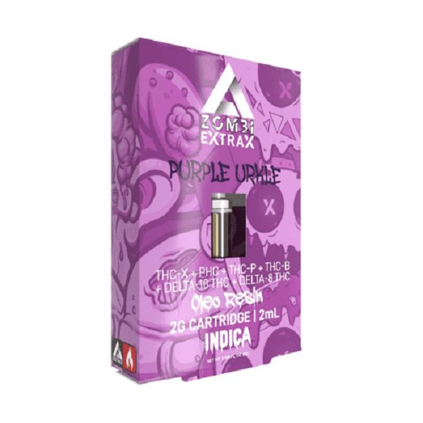 Zombi Extrax Blackout Blend Cartridge 2 Grams infused with 6 cannabinoids - Purple Urkel (Indica) strain