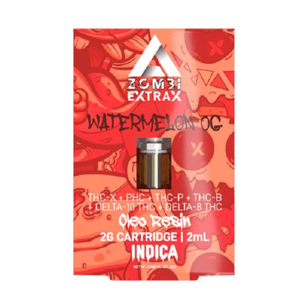 Zombi Extrax Blackout Blend Cartridge 2 Grams infused with 6 cannabinoids - Watermelon OG (Indica) strain