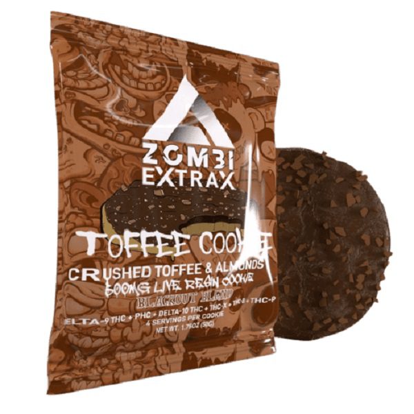 Zombi Extrax Blackout Blend Cookie 500mg - blend of 6 powerful cannabinoids: delta-8 THC, delta-10 THC, THC-B, THC-P, PHC, and THC-X - Toffee flavor