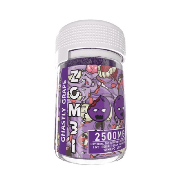 Zombi Sleep Walker Gummies 2500mg infused with HXY-11 THC, THC-P, THC-H, and delta-8 THC - Ghastly Grape Flavor