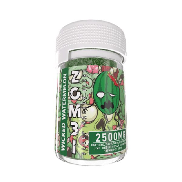 Zombi Sleep Walker Gummies 2500mg infused with HXY-11 THC, THC-P, THC-H, and delta-8 THC - Wicked Watermelon Flavor