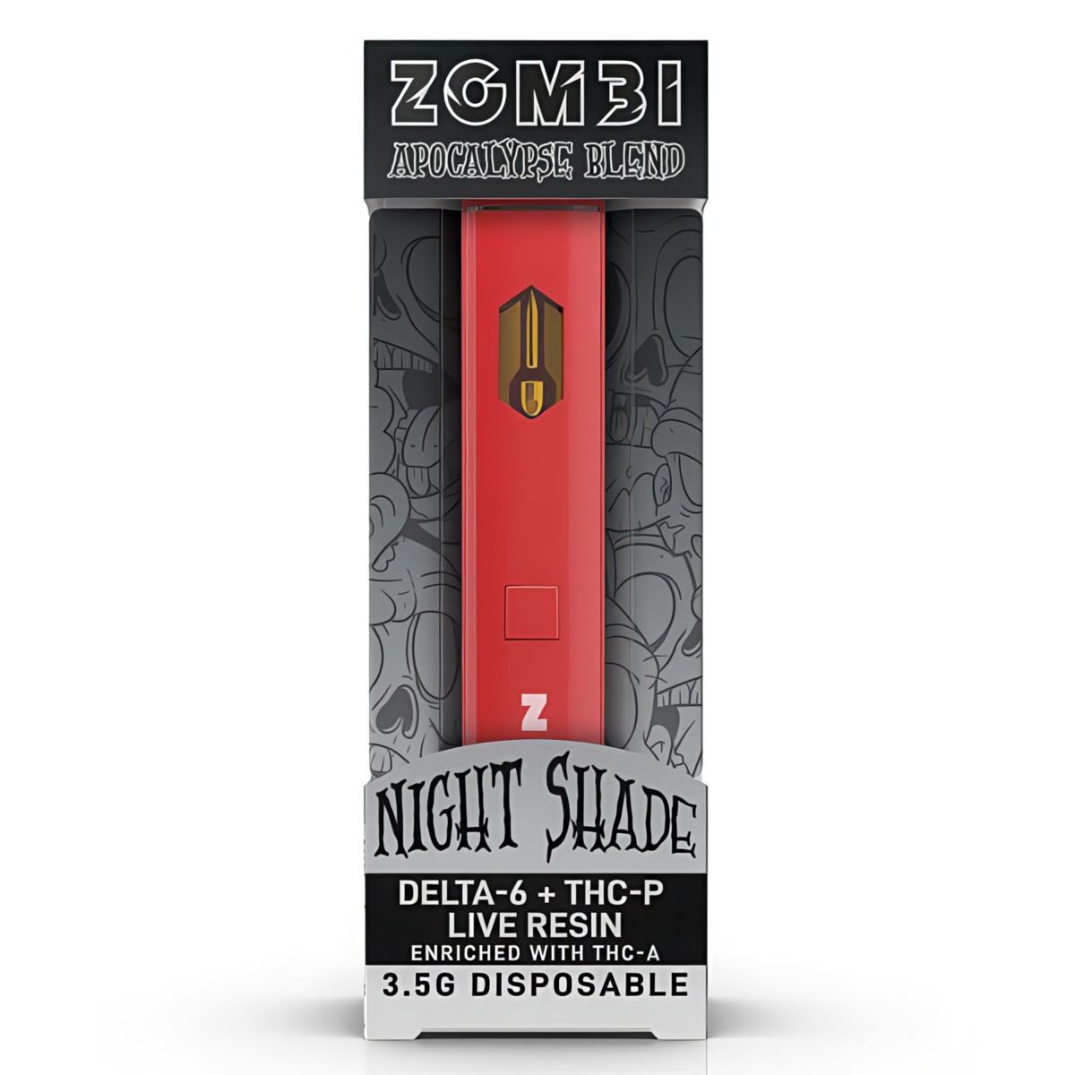Zombi Special edition blend 3.5g incorporating live resin delta-6 THC, THC-P, THC-A and natural terpenes - Night Shade (Indica) strain