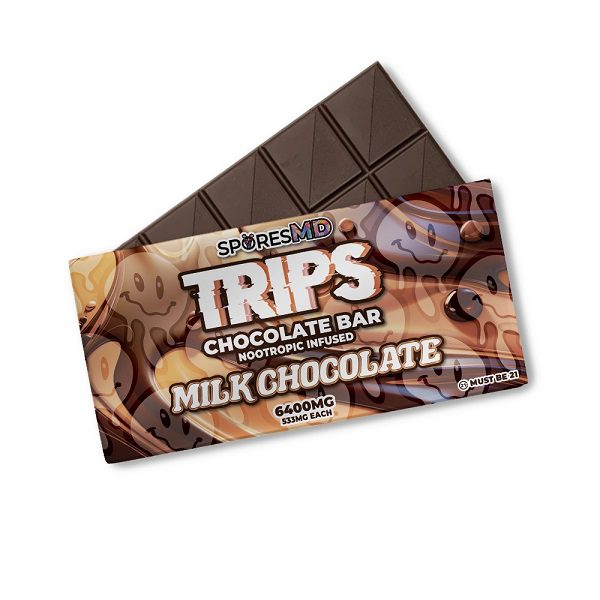 SporesMD Trips Chocolate Bar Nootropic Infused 6400mg - Milk Chocolate flavor