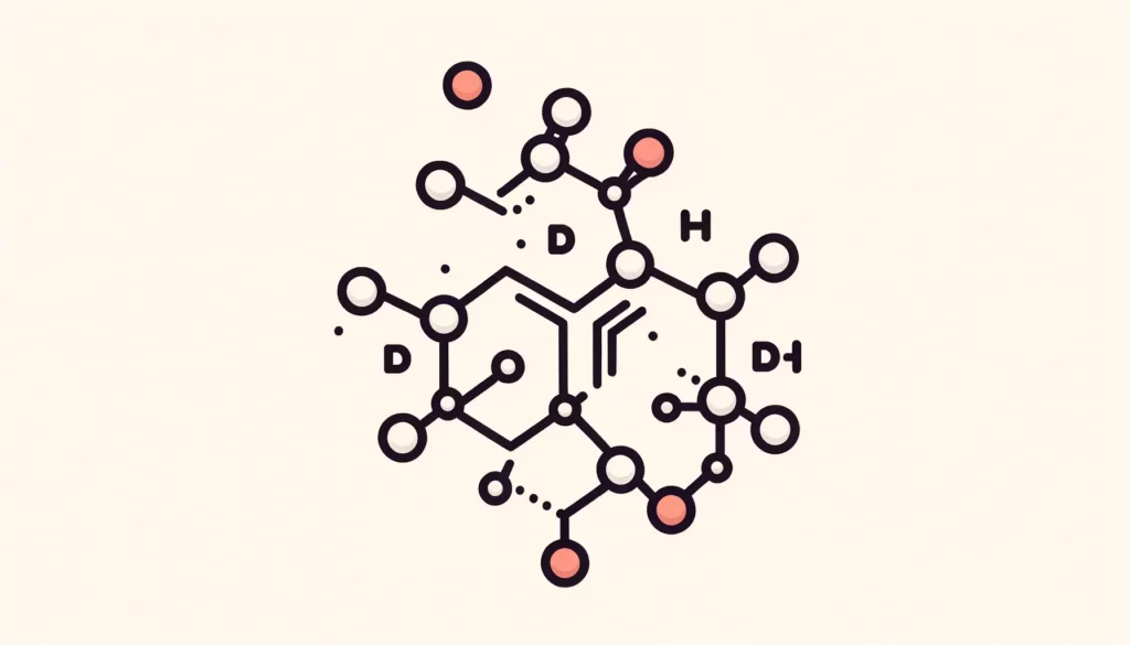 Vector graphic of the muscimol chemical structure with a minimalistic design.