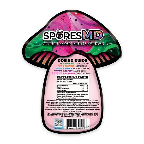 SporesMD Mellow Melon Infused Nootropic Gummies 4000mg - Supplement facts