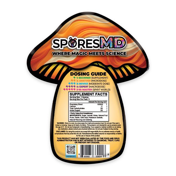 SporesMD Orange Dream Infused Nootropic Gummies 4000mg - Supplement Facts