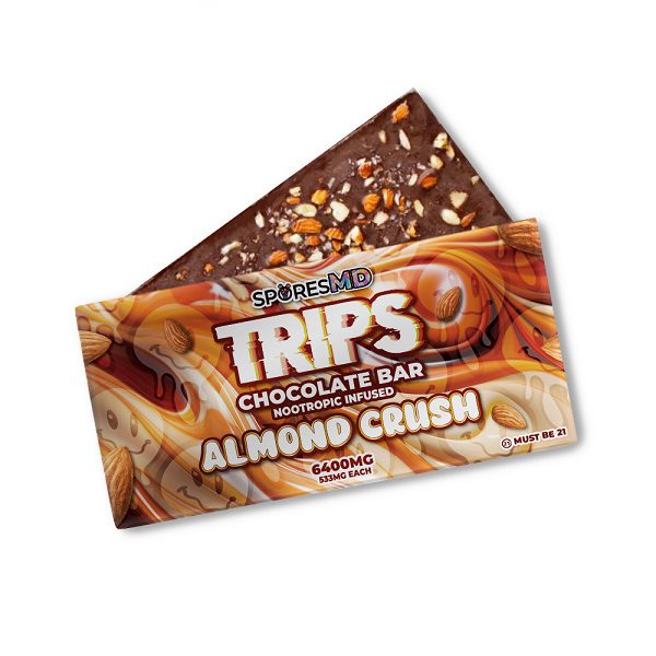 SporesMD Trips Chocolate Bar Nootropic Infused 6400mg - Almond Crush