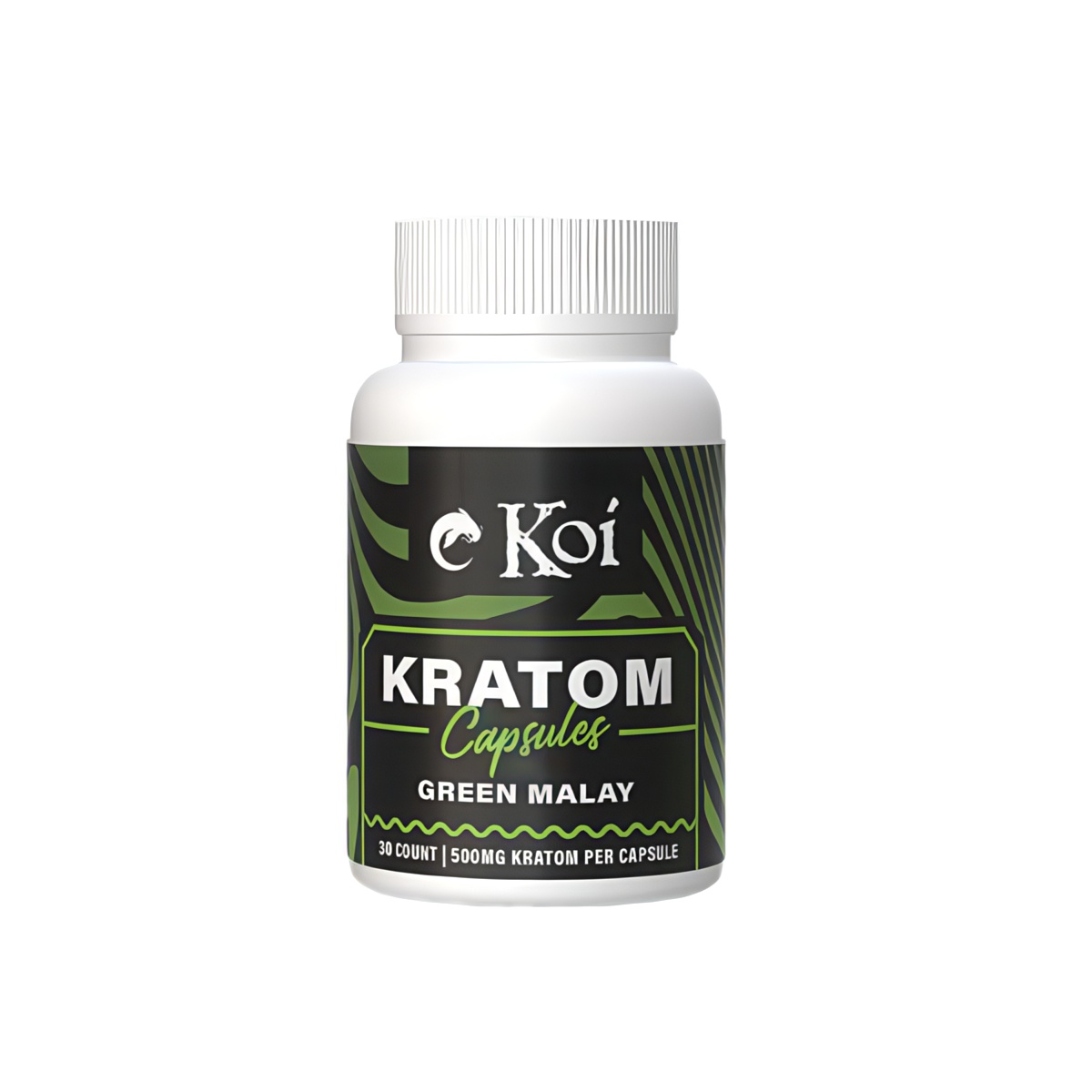 Koi Kratom Capsules - 500mg Kratom Leaf Powder Per Capsule 30 count - Green Malay