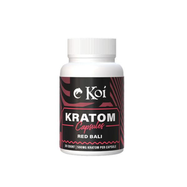 Koi Kratom Capsules - 500mg Kratom Leaf Powder Per Capsule 30 count - Red Bali