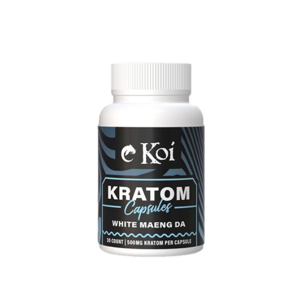 Koi Kratom Capsules - 500mg Kratom Leaf Powder Per Capsule 30 count - White Maenga DA