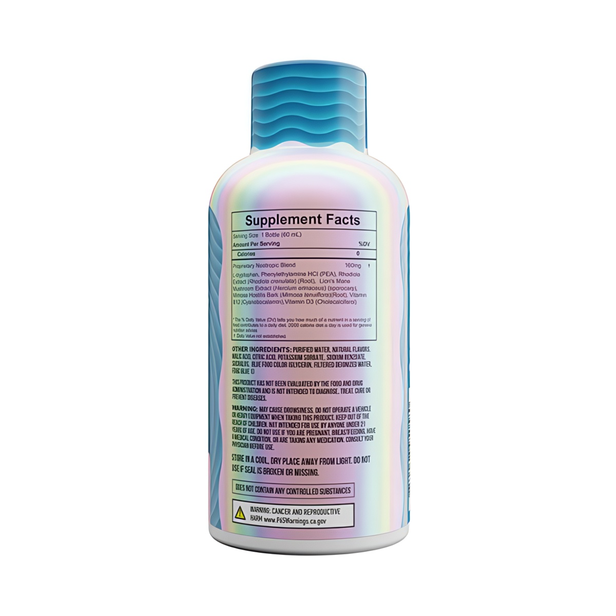 MusciMind™ Liquid Trip - 15mg of muscimol + nootropic mushroom blend - Blue Razz supplement facts