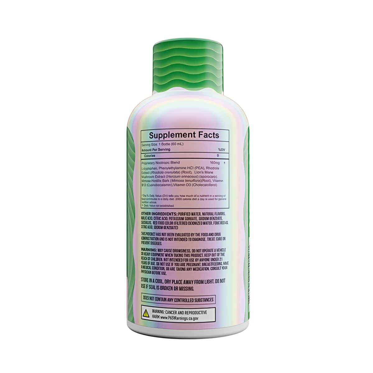 MusciMind™ Liquid Trip - 15mg of muscimol + nootropic mushroom blend - Strawberry watermelon supplement facts