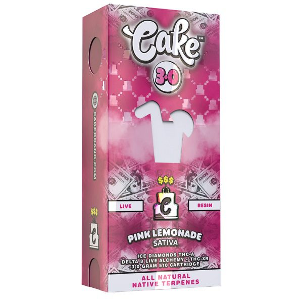Cake $$$ Vape Cartridge 3G with D8, THCA, THCXR - Pink Lemonade (Sativa) Strain