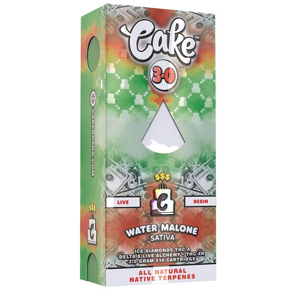Cake $$$ Vape Cartridge 3G with D8, THCA, THCXR - Water Malone (Sativa) Strain