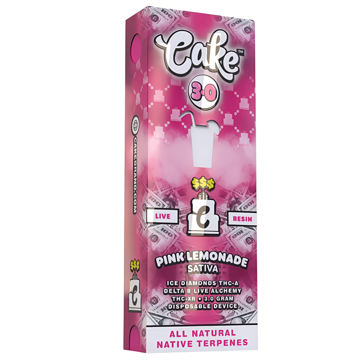Cake $$$ Disposable Vape Pen 3G with D8, THCA, THCXR - Pink Lemonade (Sativa) Strain