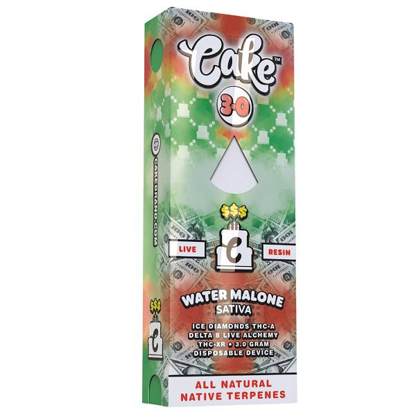 Cake $$$ Disposable Vape Pen 3G with D8, THCA, THCXR - Water Malone (Sativa) Strain