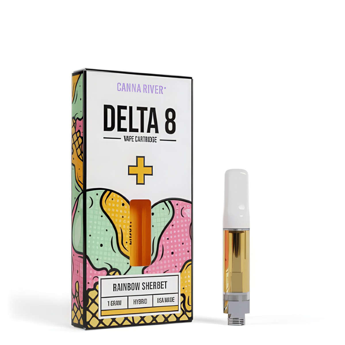 Canna River Delta 8 Vape Cartridge 1G - Rainbow Sherbet (Hybrid)