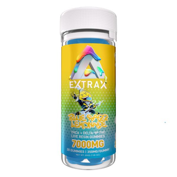 Delta Extrax Adios Gummies 7000mg - Blue Razz Lemonade Flavor